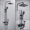 Black space aluminum water faucet set showing shower bathing big roof head bathroom shiny -head mixing valve