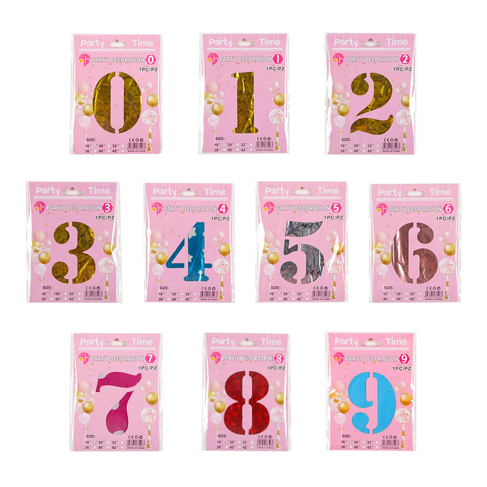 Tarjeta de papel digital globo OPP embalaje fino Tarjeta de papel decoración de globo digital decoración película de aluminio de 16 pulgadas lote de globo digital