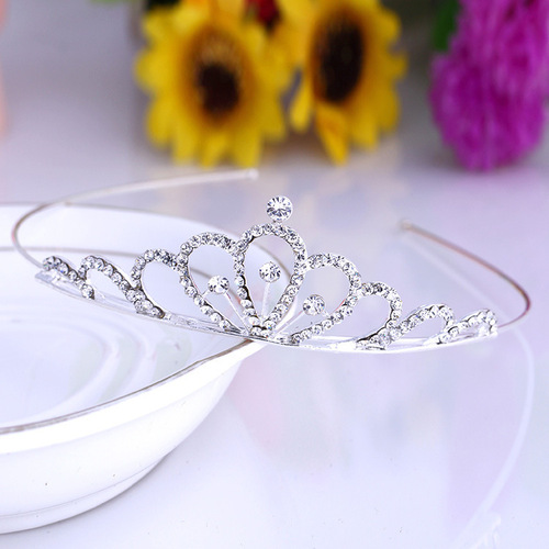Korean dance hair accessories children's three-dimensional crown headband headwear girl student birthday rhinestone headband hair clip wholesale