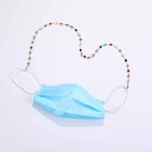 Japanese and Korean new pearl chain glasses accessories fashionable colorful crystal pendant glasses anti-fall lanyard necklace