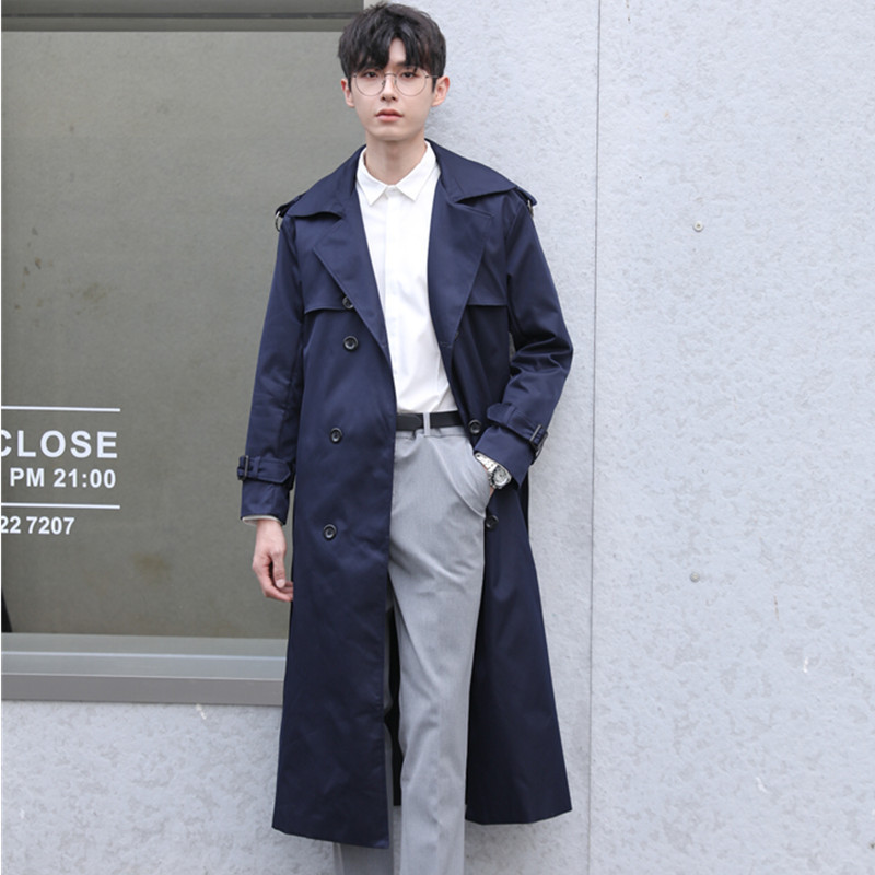 Men's Large Size Trench Coat, New Autumn Korean Style, Stylish British Over-The-Knee Coat, Spring and Autumn Long Thickened Men's Jacket Men's Large Size Trench Coat, New Autumn Korean Style, Stylish British Over-The-Knee Coat, Spring and Autumn Long Thickened Men's Jacket