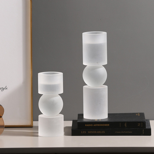 Modern Minimalist Nordic Light Luxury Crystal Candlestick Craftwork Sample Room Decor Piece Restaurant Entrance Decoration Piece