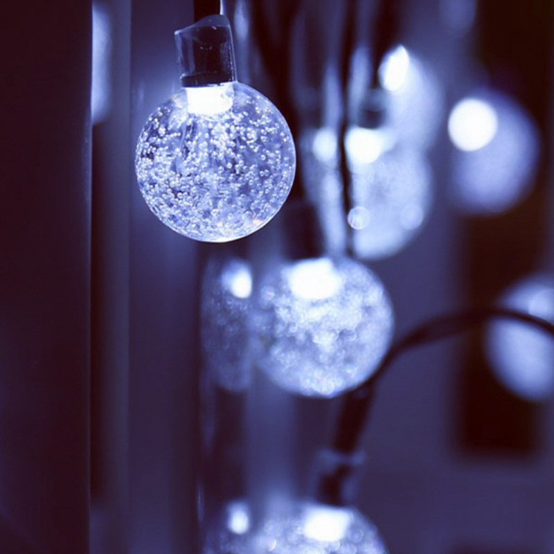 LED solar Bola de burbujas Cadena de luz cielo estrellado Festival de Navidad al aire libre patio decoración bola de cristal luces de colores