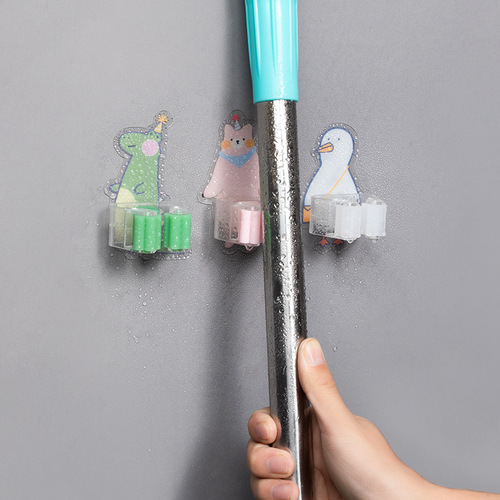 Mop Holder Bathroom Shelf Wall Mount Screwless Hook Sweep Mop No-Trace Hook Wet Cloth Rack Adhesive Hook Wholesale