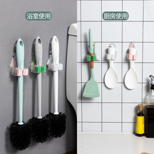 Mop Holder Bathroom Shelf Wall Mount Screwless Hook Sweep Mop No-Trace Hook Wet Cloth Rack Adhesive Hook Wholesale