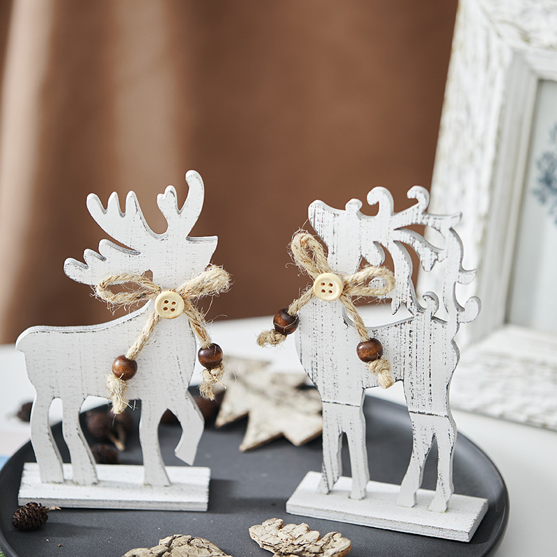Madera de Navidad alce decoración pareja alce arco decoración de escritorio blanco decoración del mostrador de recepción