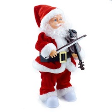 新奇有趣电动带音乐拉小提琴圣诞老人电动玩具圣诞节礼物装饰摆件