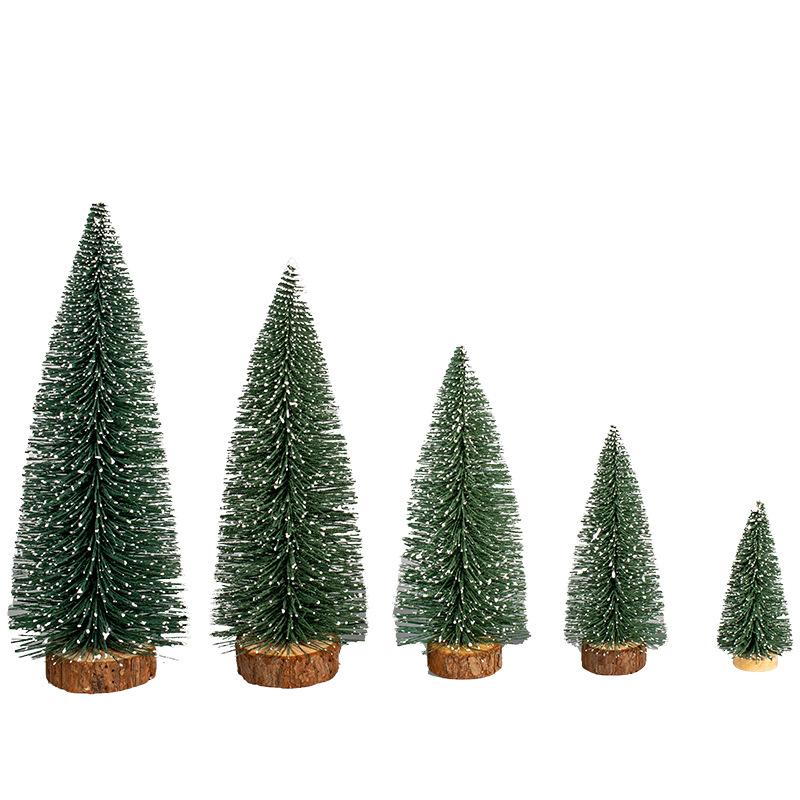 10 - 30cm flocado pequeño árbol de Navidad rociado nieve adesivo adornos de escritorio blanco accesorios de decoración de Navidad cedro