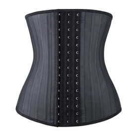 外贸25钢骨束腰橡胶束身衣光面乳胶塑身衣收腹带Latex waist belt
