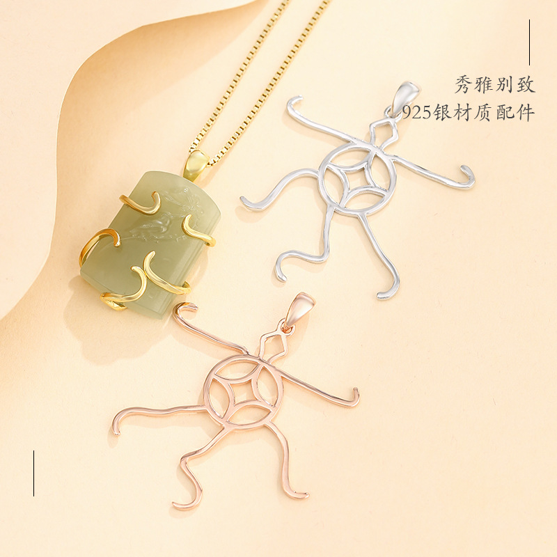 925 plata de ley para hombres y mujeres colgando togufa vacía oro diy cera de abejas ajustable soporte colgante arena oro turquesa con forma colgante soporte