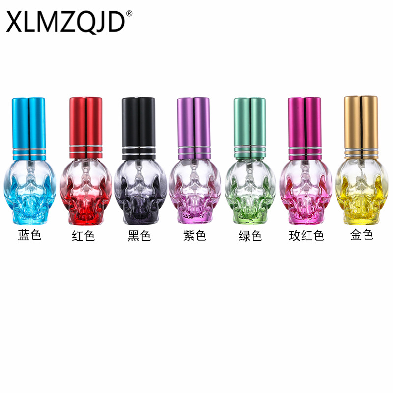 现货供应B001-8ml 精致骷髅头玻璃香水瓶/分装瓶/喷雾瓶/按压空瓶