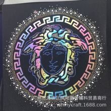 欧美潮牌男装七彩发光烫图 高端简欧精品 复合重工艺烫图 新款马