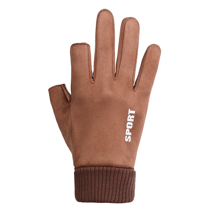 Guantes de otoño e invierno para hombres y mujeres de gamuza para llevar a cabo deportes al aire libre pantalla táctil forrada de lana guantes calientes