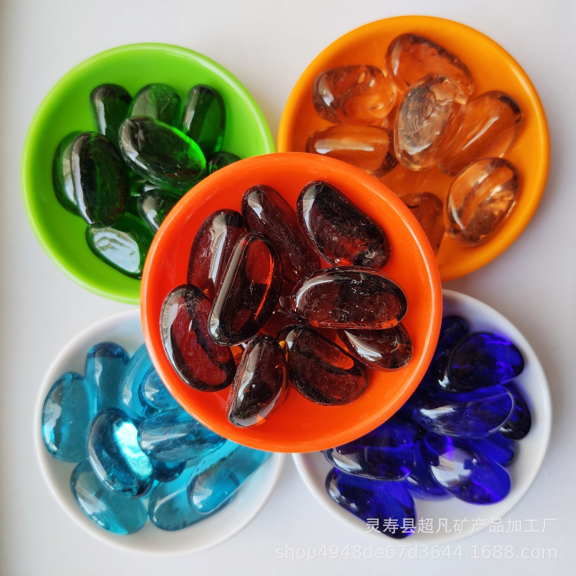 玻璃扁珠水族装饰用腰果玻璃珠DIY玻璃扁珠儿童挖宝玻璃石现货