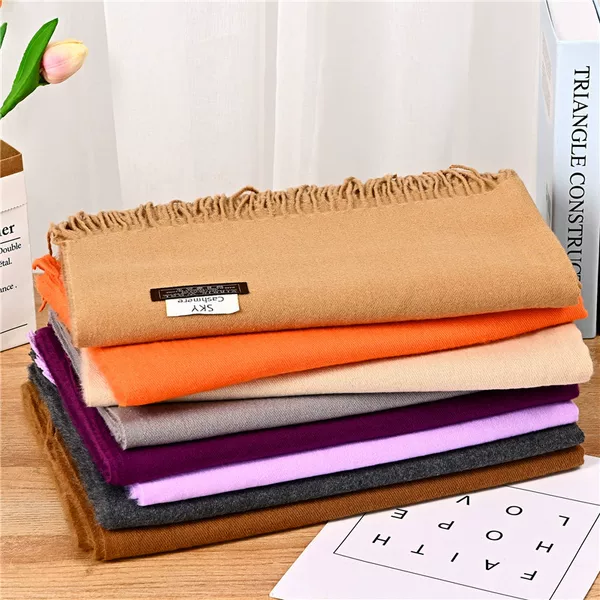 Korean Style Imitation Cashmere Scarf Women's Winter 2023 Solid Color Scarf All-match Tassel Shawl Monochrome Thickened Warm Scarf