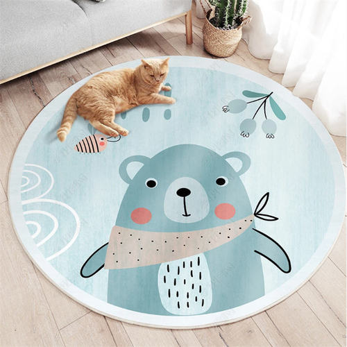 Round carpet swivel chair computer chair cushion hanging basket round floor mat children's room bedroom cute cartoon bedside blanket home