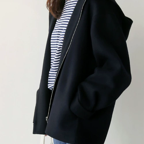Короткое шерстяное пальто с капюшоном, oversize для подростков, демисезонный повседневный стиль