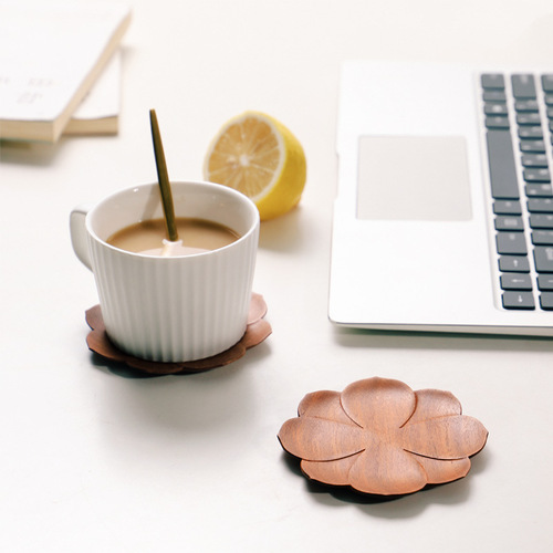 Wholesale red sandalwood coasters new Chinese style creative wooden coffee mats anti-scalding and insulated mahogany coasters tea coasters