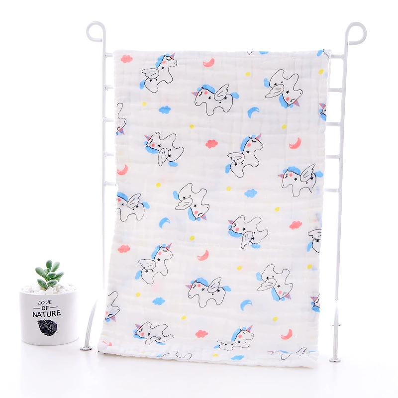 Children's Gauze Cotton Baby Towel & Cartoon Bib, Soft Face/Hand Wipe, Sizes 25×25–30×50 cm