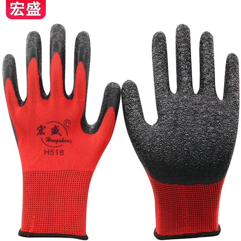Рабочие перчатки, нейлоновая резина, латекс, морщинки, резиновые износостойкие Нескользящие рабочие перчатки для строительных площадок оптом
