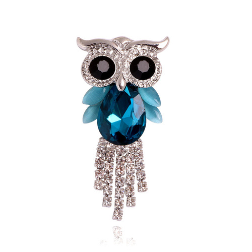 European and American hot-selling new alloy brooches, diamond-encrusted crystal animal owl brooches, cross-border e-commerce corsages