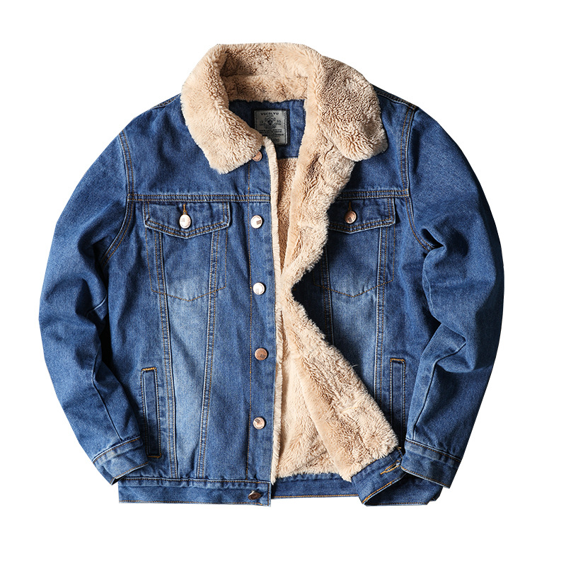 Invierno niños jóvenes guapo forro de lana engrosada chaqueta de mezclilla coreana delgada Denim superior engrosada chaqueta caliente