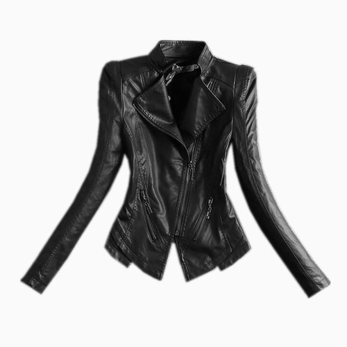 Spring and Autumn New Spring, Autumn and Winter Korean Style Slim Fit Stand Collar Leather Jacket Women's Short Versatile Jacket Motorcycle Jacket