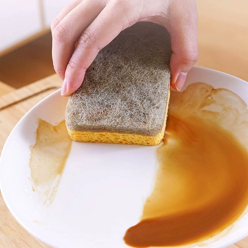 阿慧 Sisal pulp cotton sponge, decontamination dishcloth, water-absorbent cleaning brush, pot not easy to get oily, magic sassafras