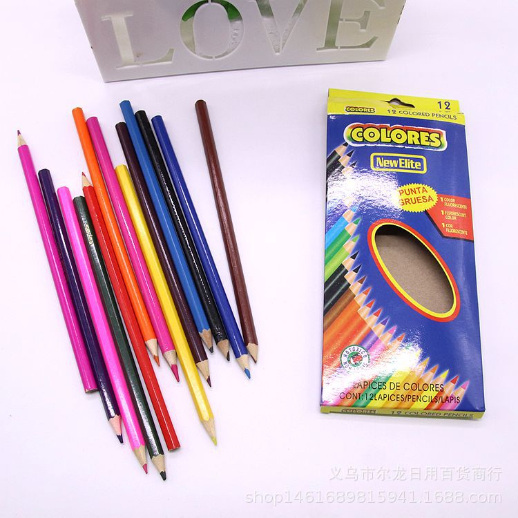 12 color lápiz color plomo creativo de dibujos animados respuesta no afilar lápiz 2 yuanes tienda venta caliente suministro