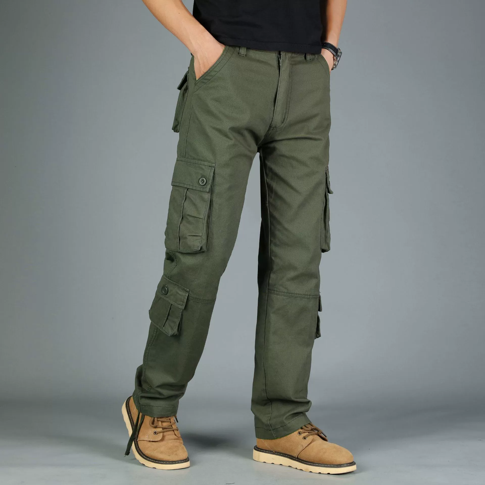 Green travel trousers, plus size