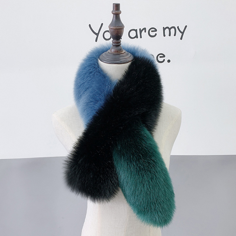 Apparel Accessories Winter new fur fox fur scarf style all match splicing warm ladies thick neck scarf shawl_voghion.com