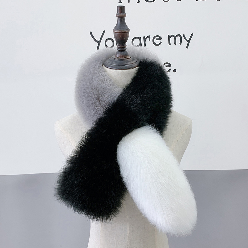 Apparel Accessories Winter new fur fox fur scarf style all match splicing warm ladies thick neck scarf shawl_voghion.com