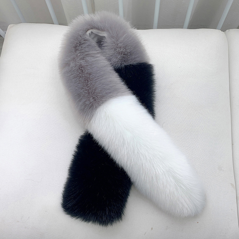 Apparel Accessories Winter new fur fox fur scarf style all match splicing warm ladies thick neck scarf shawl_voghion.com