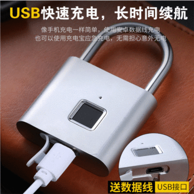 智能挂锁亚马逊箱包拉链学生宿舍健身房更衣柜门电子密码指纹挂锁|ru