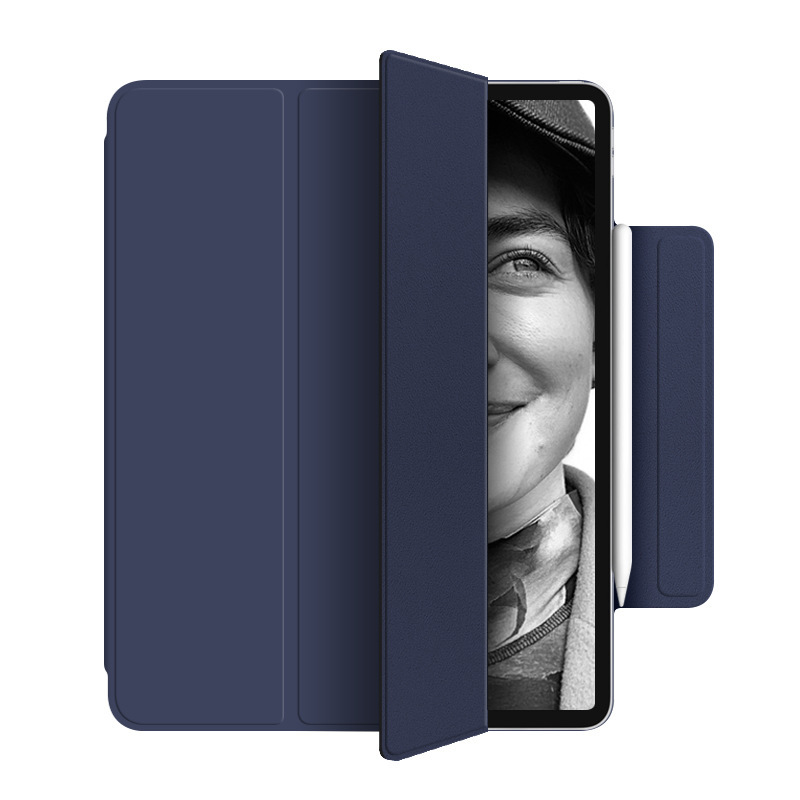 Adecuado para iPad pro11 pluma de succión magnética de doble cara carga 10,9 funda protectora Air4 tri-fold hebilla magnética Funda de cuero
