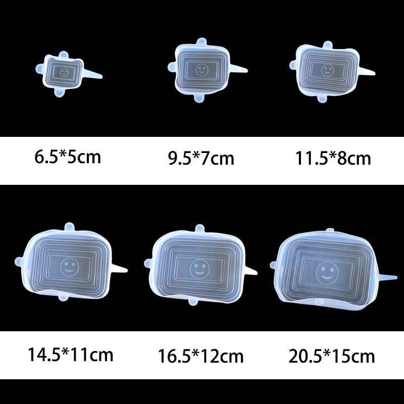 Cocina fresca-Mantenimiento de la cubierta de 6 piezas multi-funcional estirable fresco-mantenimiento de microondas horno redondo de silicona fresca-Mantenimiento de la cubierta de silicona