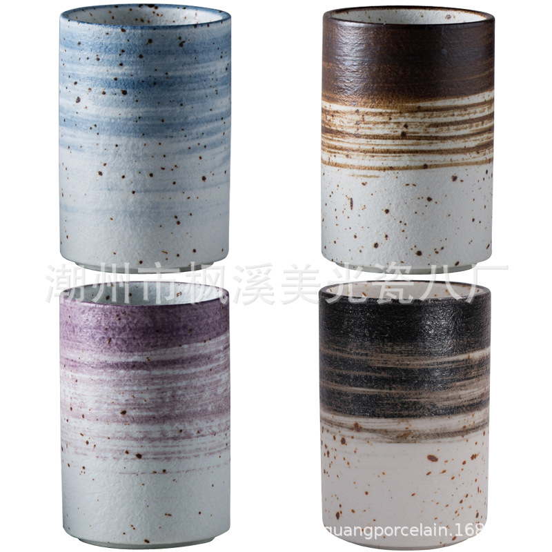 Meituan 200ml cylindrical cup frosted surface hand ceramic cup high temperature portable cup restaurant drinking tea cup