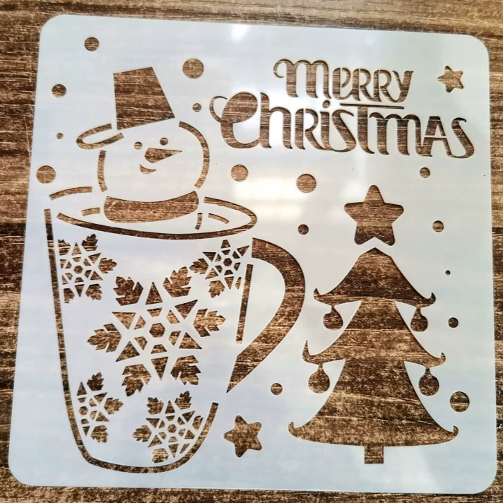 Новый Рождественский шаблон картины спрей цветок шаблон ручная роспись граффити моделирование линейка 16 вариантов 13x13 см