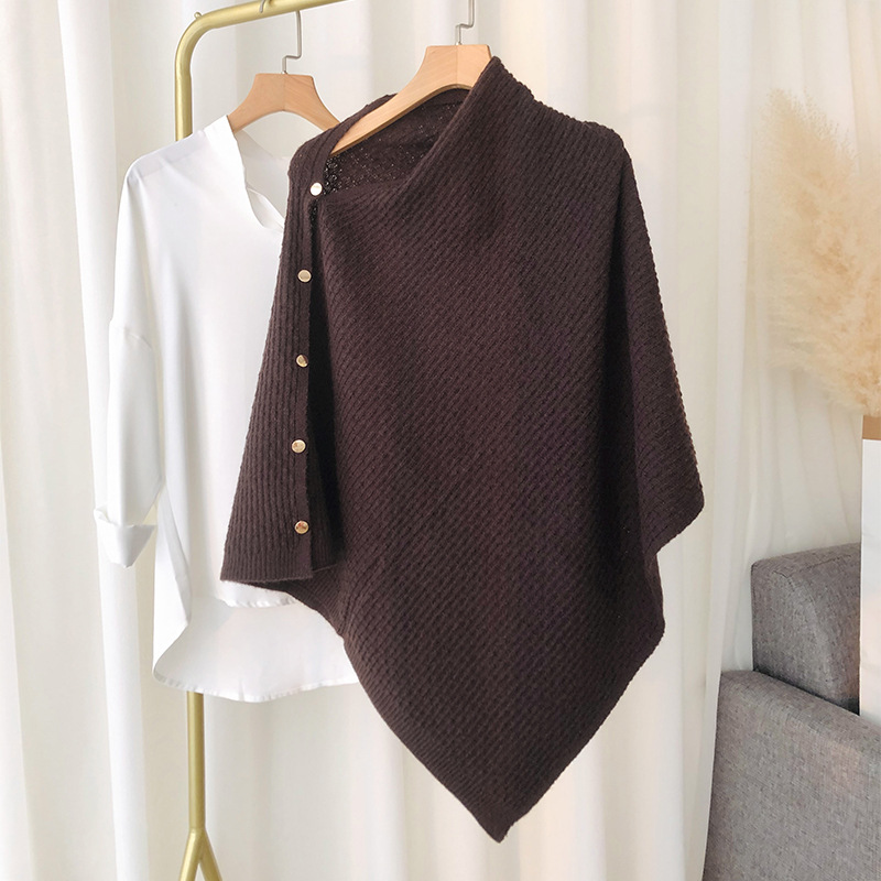 Estilo coreano felpa nueva capa de chal de punto con hebilla bufanda a cuadros de lana Para Mujer Todo fósforo cálido tejido liso