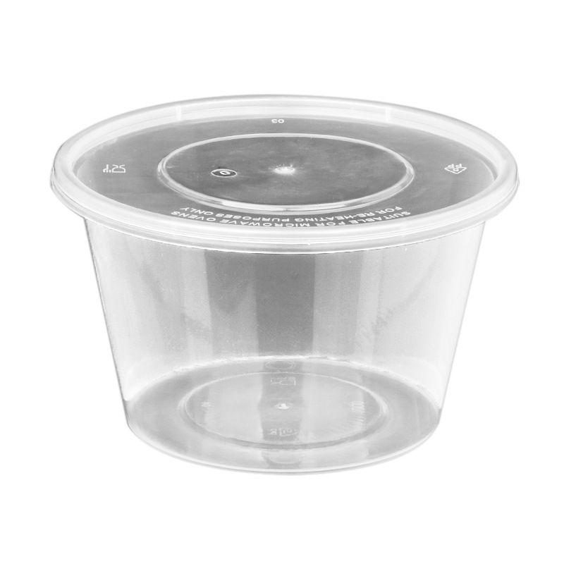 使い捨て弁当箱 丸型ファーストフードボックス 透明包装箱 厚手透明プラスチックテイクアウトボックス|undefined