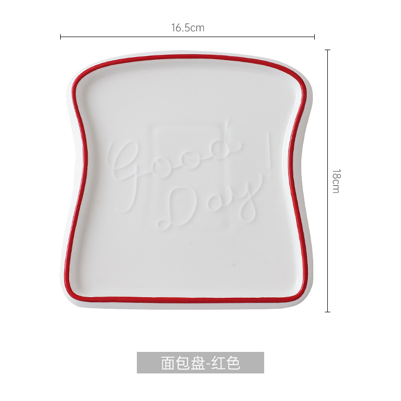 INS pan tostado creativo placa de cerámica Placa de desayuno para el hogar Placa de forma de pan personalizada placa occidental