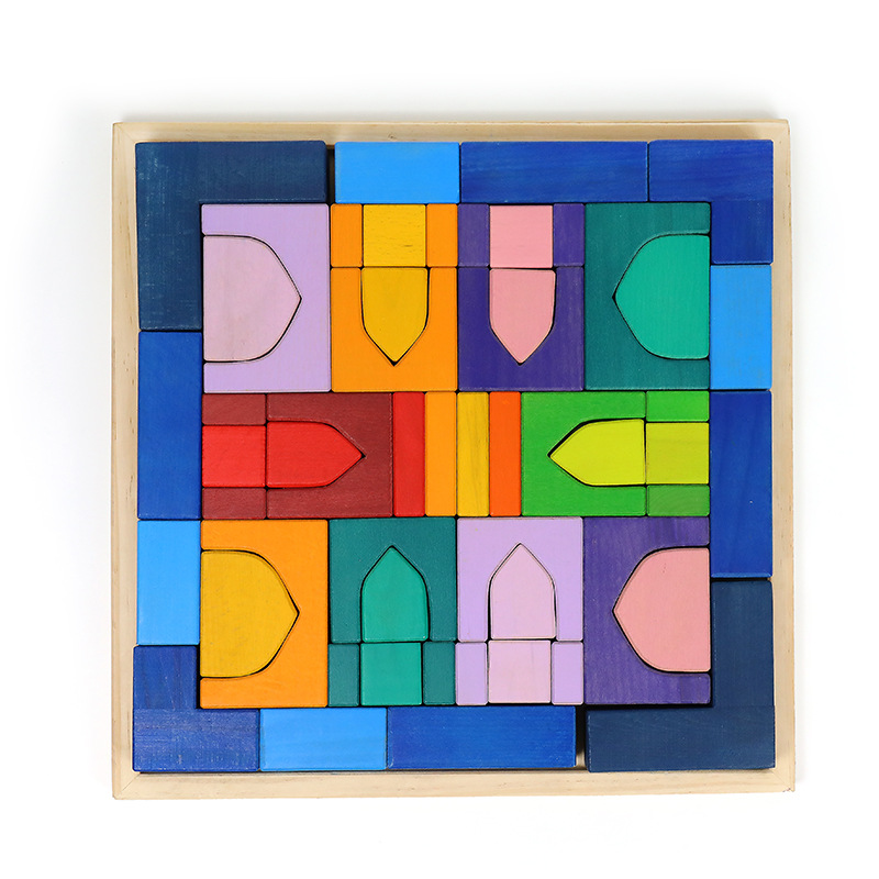 Los niños de madera pirámide escalera grande Arco Iris bloques Jenga educación temprana color cognición haya juguetes educativos