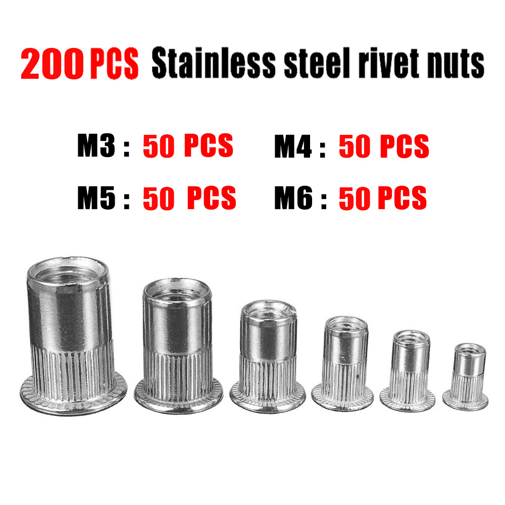 Fábrica exclusivamente para caja 200 unids Acero inoxidable remache tuerca avellanada vertical remache tuerca M3M4M4M5M6