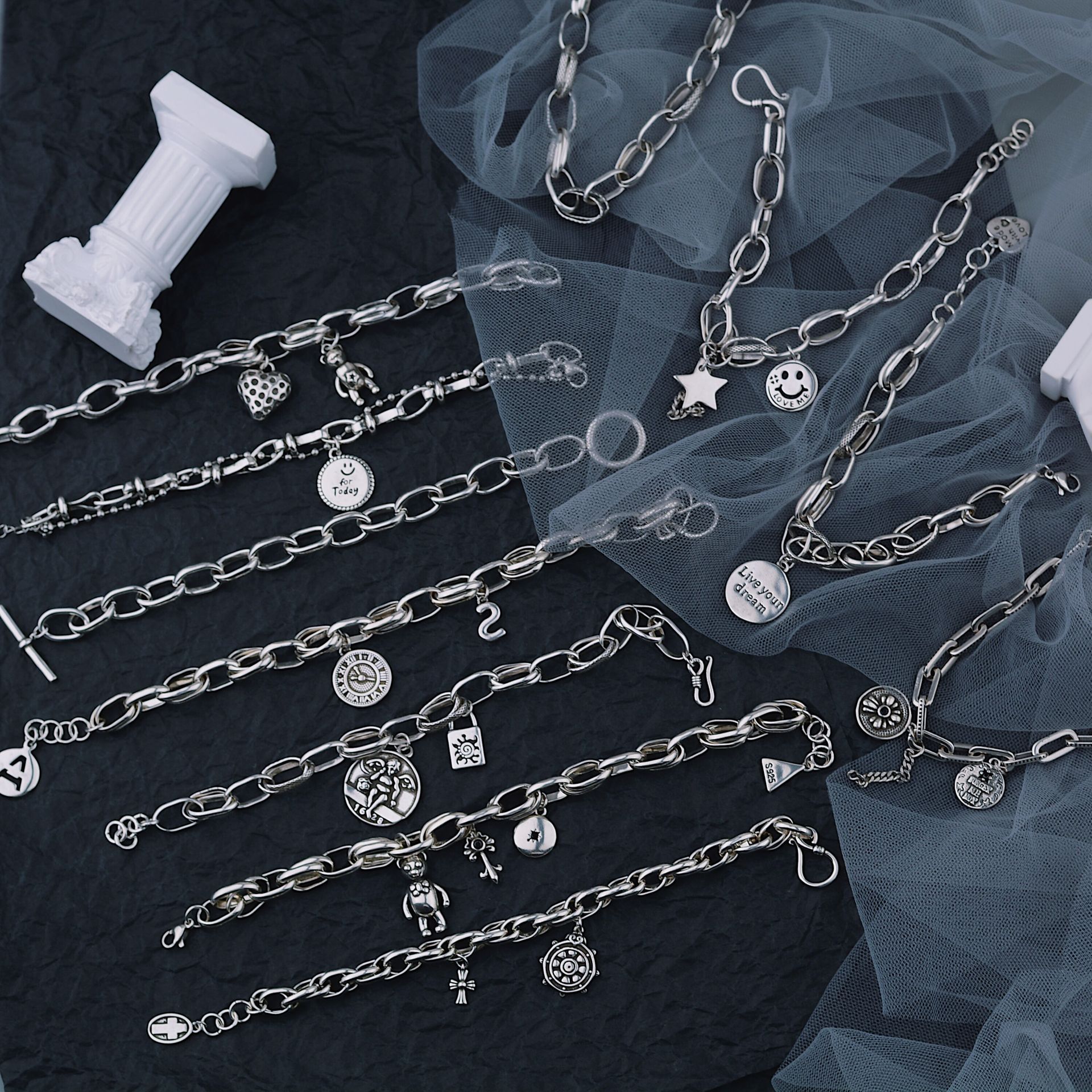 brand silver bracelet hip-hop style