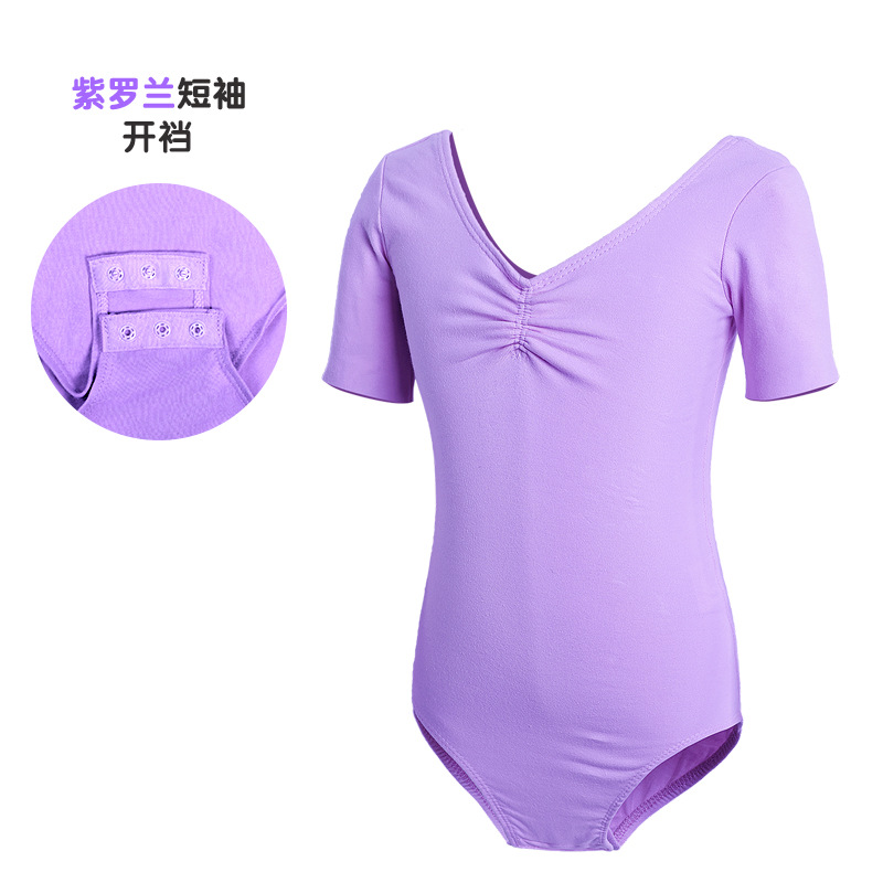 Trajes de baile para niños Trajes de entrenamiento para niñas de verano Trajes de ballet de manga corta Trajes de baile de una pieza para exámenes de danza china