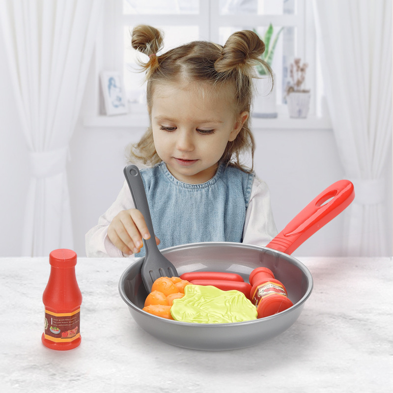 Children's Play Toy Baby Imitation Stir-fry Pan DIY Kitchenware side dishes Simulation Wok 8 suit