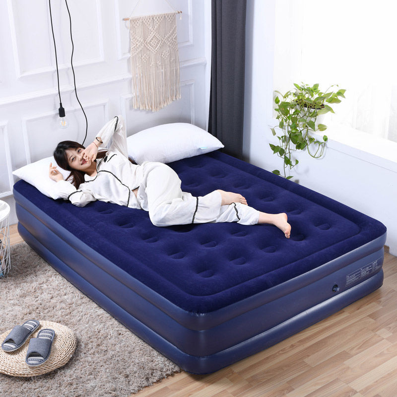Double-Layer Flocked Inflatable Mattress for Home and Outdoor Use, Portable, Enlarged and Thickened, Suitable for Single and Double Beds, Export Quality, for Outdoor Camping