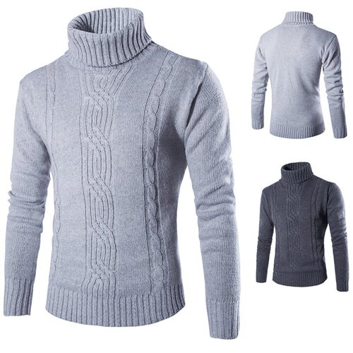 Men's Cowl Neck Sweater Fashion European and American Youth Warm Autumn and Winter Knitted Top