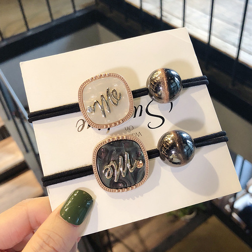 Japanese and Korean hair rope ins black rubber band hair band temperament pearl hair tie women versatile Korean style rubber band hair band wholesale