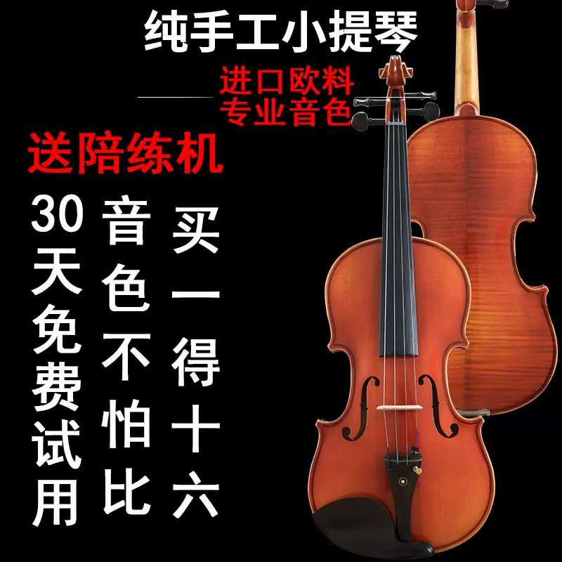 中堤小提琴初学者儿童级手工实木成人考级欧料入门八分之一四